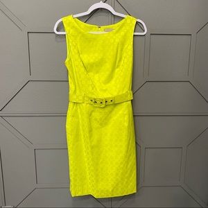 Banana Republic Boat Neck Dress Size 4 in Chartreuse